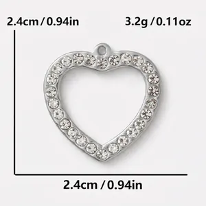 Detailed dimensions of the hollow heart pendant showing 2.4cm width and 3.2g weight