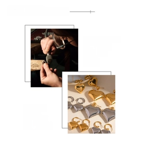 Detail of 18K gold plated heart earrings showing vacuum plating and mirror polish