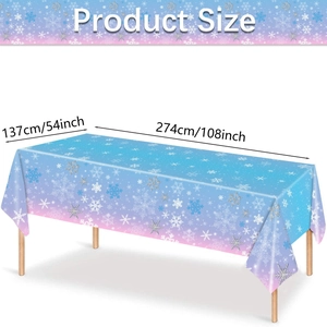 Blue and purple gradient snowflake party tablecloth measuring 137x274cm for birthday decor