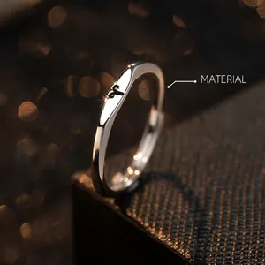 Minimalist S925 silver open ring featuring an engraved Aries zodiac sign symbol