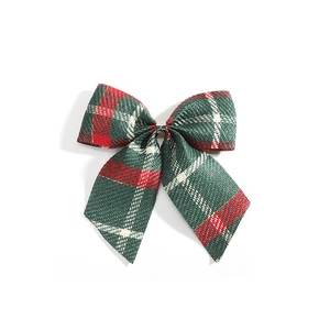Classic green, red and white buffalo plaid Christmas bow for tree and wreath decoration