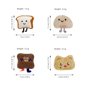 Cute plush cartoon rice ball and toast hair ties with weight and size details
