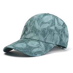 Fashionable tie-dye baseball cap with leaf texture in grey-blue color for men and women