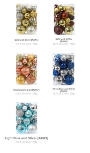 Set of 34 painted Christmas balls in assorted metallic finishes and varied colors