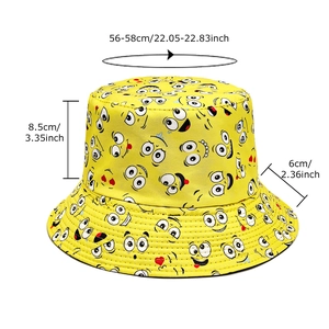 Bob jaune avec imprimé emoji et détails de taille pour tour de tête 56-58 cm