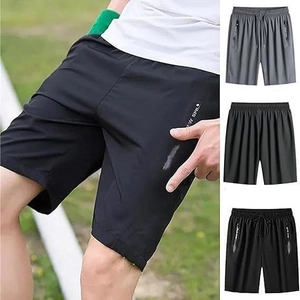 Heren sportshorts van ijszijde met elastische taille en ritszakken voor zomertrainingen