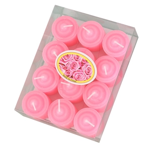 Pink round tealight candles in 12-piece pack for home decor and dinner ambiance