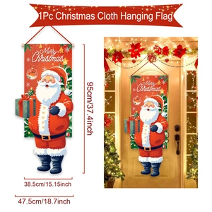 Detailed dimensions of the Santa Claus Christmas door hanging flag with size labels