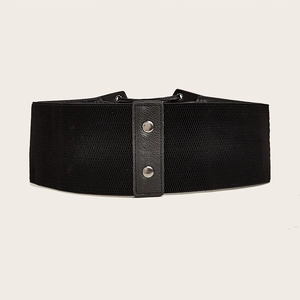 Ceinture corset large élastique noire pour femme avec boutons métalliques de style rétro