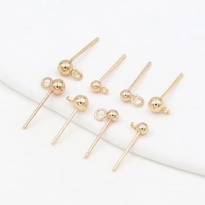 Detailed view of gold-plated 925 silver ear studs with hanging loops for DIY jewelry