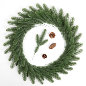 Artificial pine branches and pine cones wreath arrangement for Christmas decoration