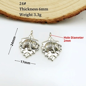 Macro detail of elephant hollow charm, 24x17mm size specs for DIY jewelry making