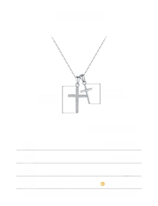 Diagramme technique des dimensions du collier pendentif double croix en argent massif s925