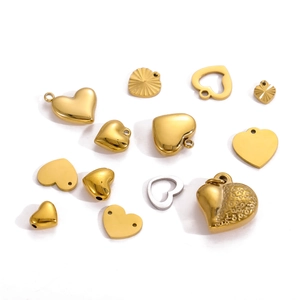 Selection of stainless steel heart charms in gold and silver for DIY jewelry making