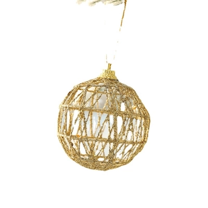 Golden glitter hollow iron Christmas ball ornament for Christmas tree festive decoration