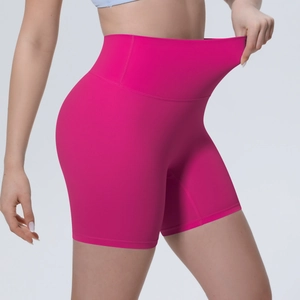 Short de yoga rose vif à taille haute avec contrôle du ventre et effet sculptant