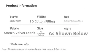 Detailed technical specifications for the plush pumpkin pillow with 3D cotton filling