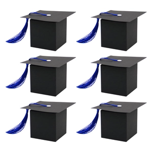 European creative graduation cap candy boxes with blue tassels, 6-piece gift box set