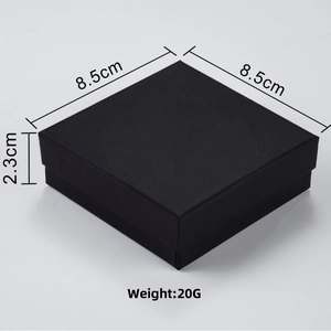 Detailed view of the 8.5cm square black jewelry gift box with precise dimensions