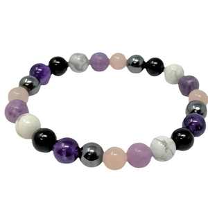 Handmade 6mm natural stone beaded bracelet with obsidian tiger eye and hematite for men