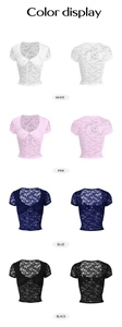 Farboptionen für kurzärmelige Spitzen-Crop-Tops mit V-Ausschnitt und Schnürung vorne
