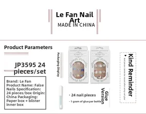 Detail view of Leopard print press-on nails set with 24 pieces and 1g adhesive glue