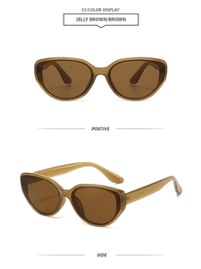 Vues détaillées de lunettes de soleil œil-de-chat marron de face et de profil