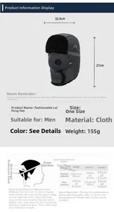 Guide des tailles pour bonnet aviateur d'hiver avec dimensions et mesures de tête