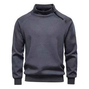 Close-up of the fleece lining and asymmetric neck zipper on this men's hoodie