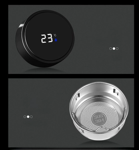 Smart LED temperature display lid with SUS 304 stainless steel tea infuser detail