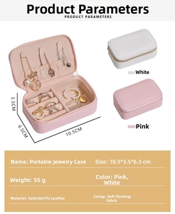 Internal layout of portable jewelry box with PU leather and flocked fabric lining