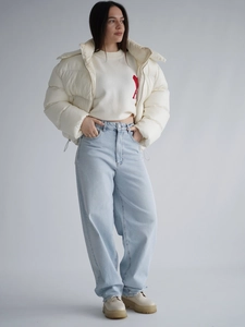 Klassische American Vintage Washed Wide Leg Denim Jeans mit hoher Taille und elastischem Bund