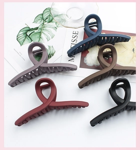 Set of large matte hair claws in Morandi colors including navy blue and mocha brown
