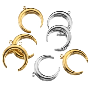 18k gold and silver plated stainless steel crescent moon charms for DIY jewelry making