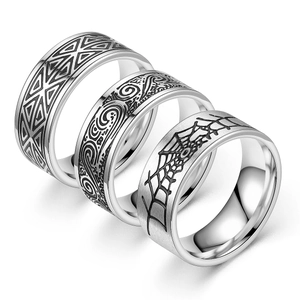 Set di 3 anelli vintage in acciaio inossidabile con motivi acchiappasogni e geometrici