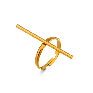 Bague ajustable en acier inoxydable doré au design géométrique minimaliste et chic