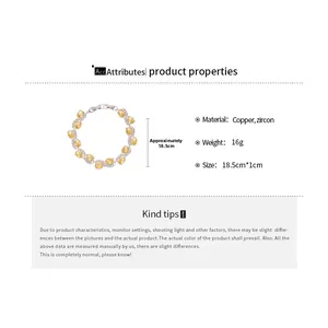 Detail view of oval yellow zircon bracelet with silver plating and dimensions 18.5cm by 1cm
