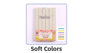 Close-up of 6-piece Morandi soft tip highlighters set in pastel eye-protection colors