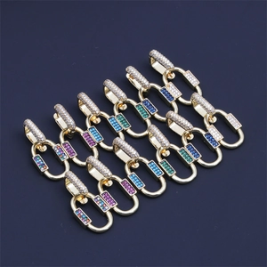Boucles d'Oreilles Clous Géométriques en Cuivre Plaqué Or 18K Avec Pierres de Zircon Multicolores Bijoux de Chaîne pour Femme