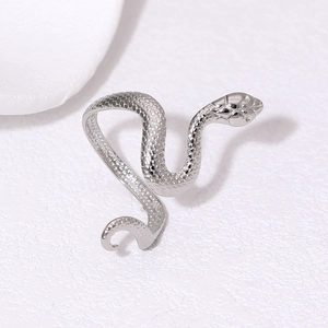 Minimalist 18k gold plated stainless steel snake ring with realistic scale texture