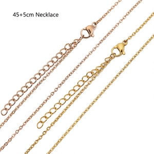 45+5cm adjustable 18k gold and rose gold stainless steel cable chain necklaces