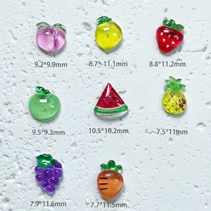 Mix of 3D resin fruit nail art charms featuring watermelon, strawberry and grape designs