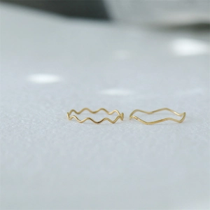 Minimalist Wave Geometric Ring Stainless Steel Gold Plated Thin Chic Stackable Band For Women