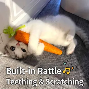 Carrot Shape Woven Rope Pet Toy Interactive Squeaky Bell Teeth Grinding For Cats Dogs Durable Molar Chew