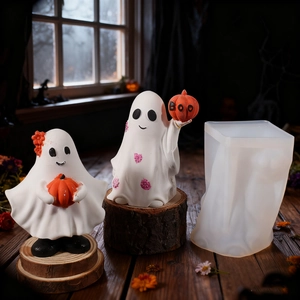 Stampo in silicone a fantasma per candele Halloween fai-da-te con mini zucca