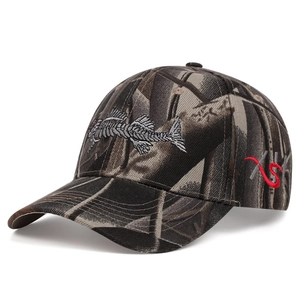 Jungle camo baseball cap with fish bone embroidery and tactical outdoor design