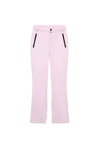 Rosa Skihose mit hoher Taille, schwarzen Kontrast-Reißverschlusstaschen und ausgestelltem Bein