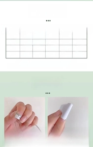 Size chart for wine red rhombus press-on nails showing XS to L width measurements in mm
