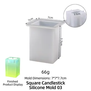 Stampo quadrato in silicone per portacandele 7x7x7,7cm per resina e artigianato