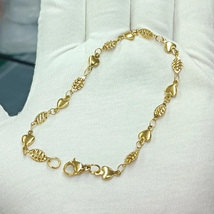 Heart Shaped Bracelet 304 Stainless Steel 18K Gold Plated Hollow Textured Links Elegant Jewelry For Women Men Simple Style